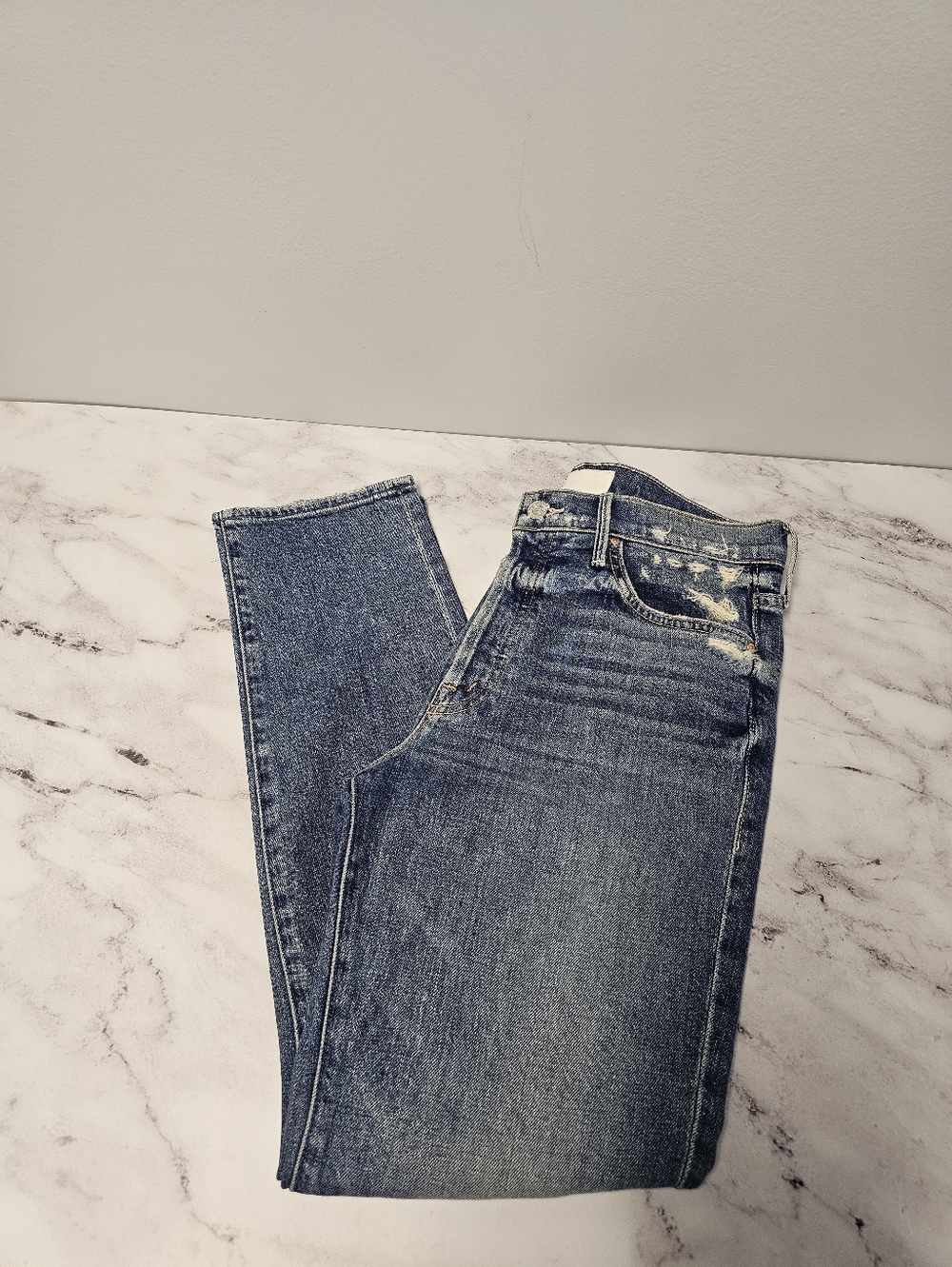 MOTHER Superior The Trickster Ankle High Rise Straight Leg Blue Jeans 27 - Picture 3 of 13
